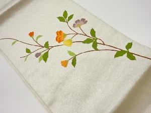 枝葉に花模様刺繍名古屋帯